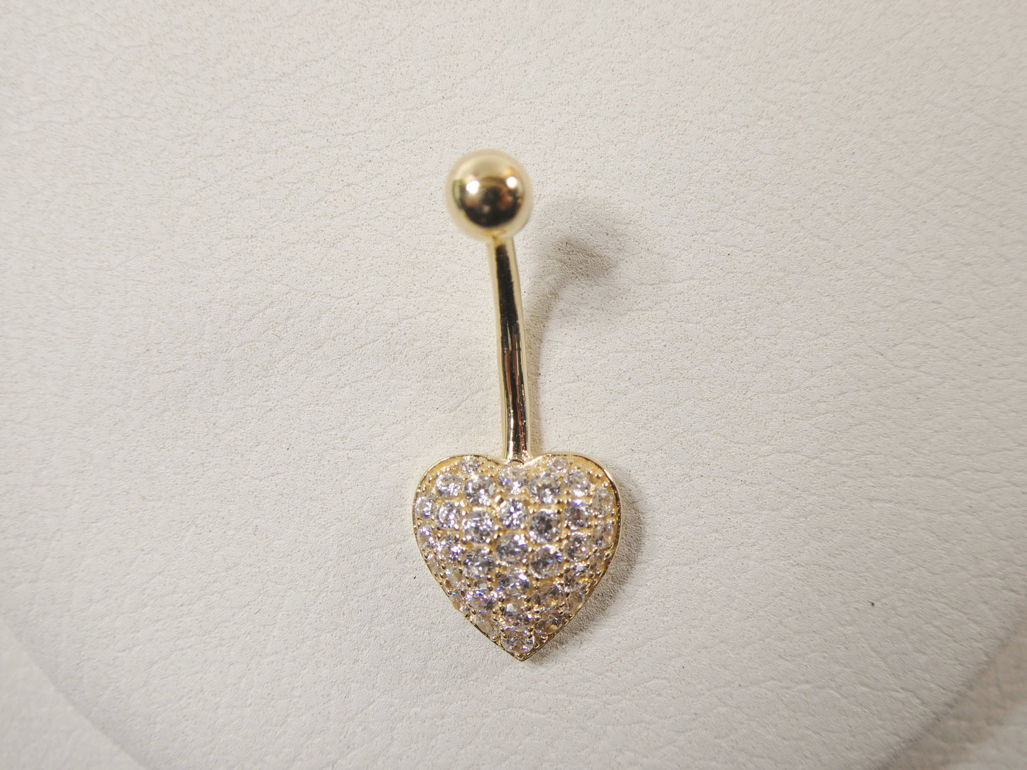 14k real solid yellow gold heart belly button ring piercing