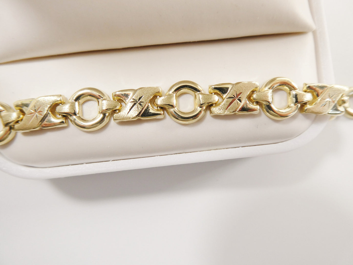 14k real solid yellow gold xo xo 7 inch bracelet