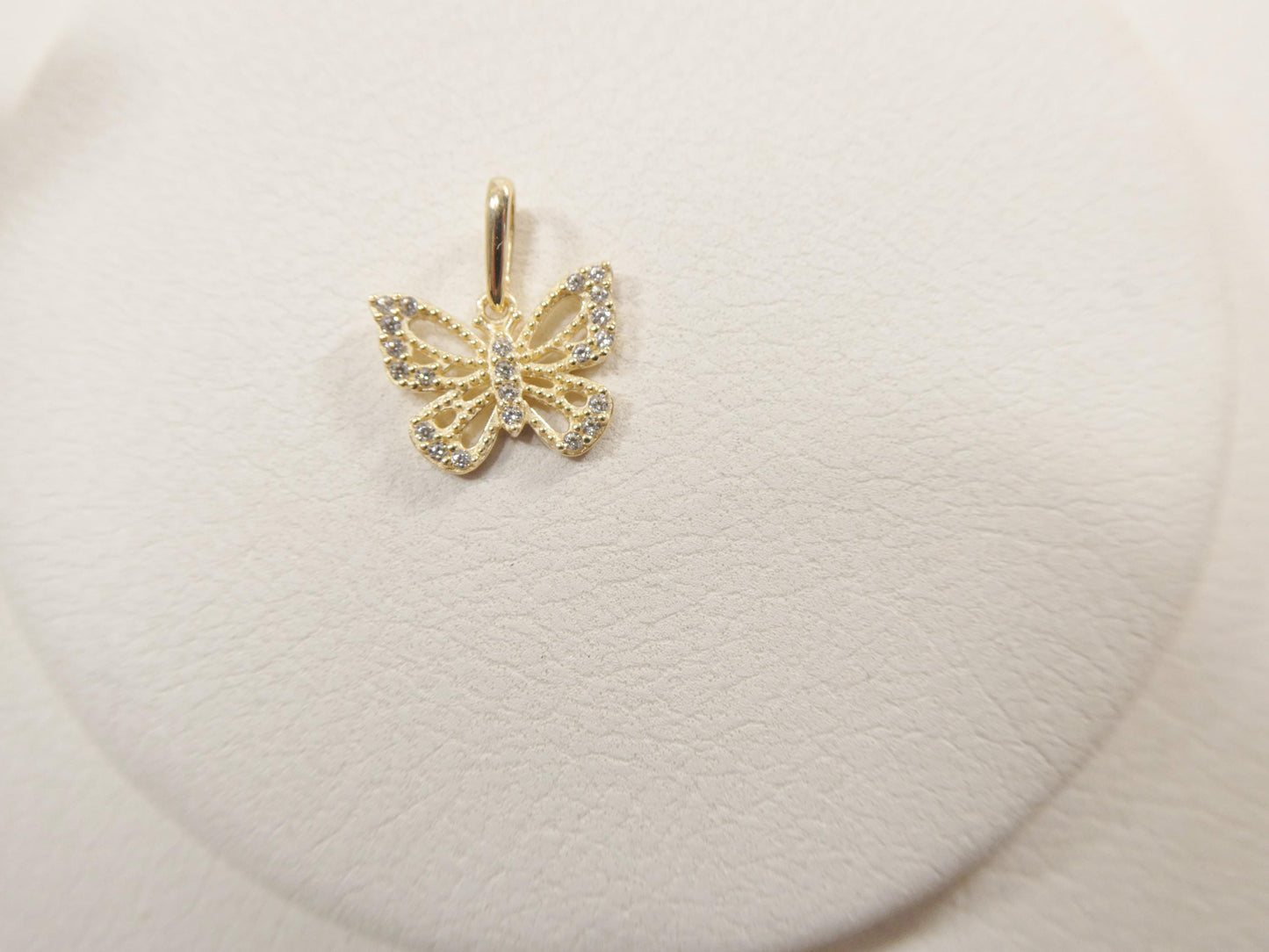 14k real solid yellow gold butterfly pendent and rope necklace