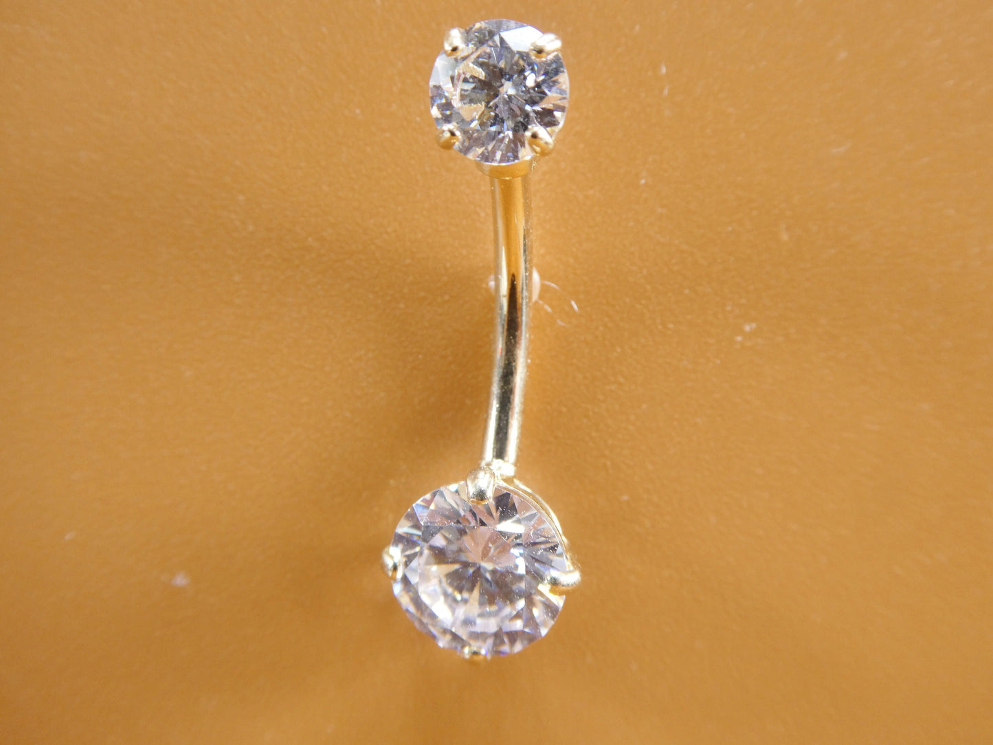 14k real solid yellow gold 7mm stone belly button ring piercing