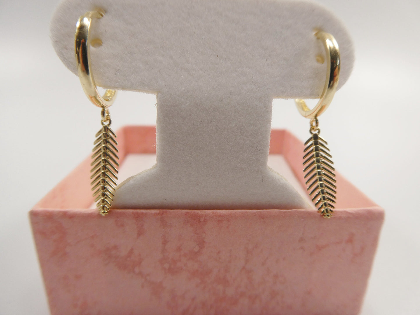 10k real yellow gold wheat dangle plain huggie earring
