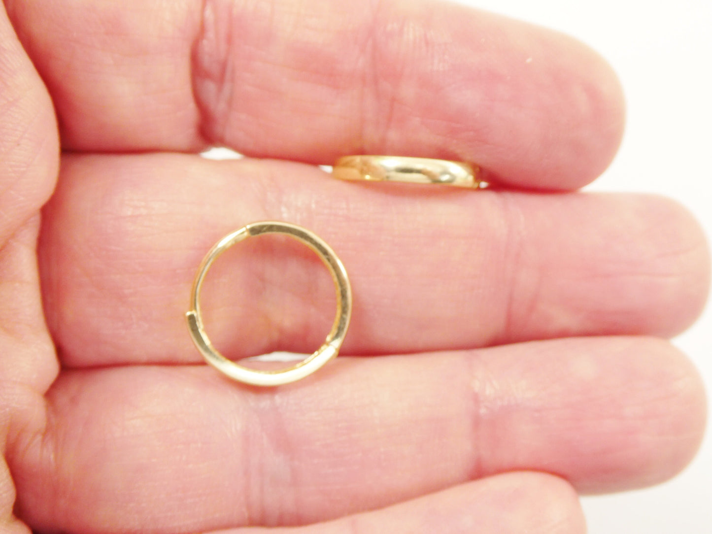 real 10k solid yellow gold plain high polish 15mm hoop huggie earrings