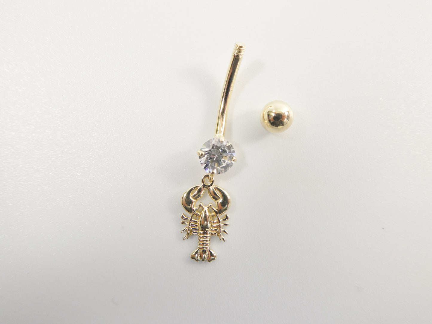 14k real solid yellow gold scorpion dangling belly button ring piercing