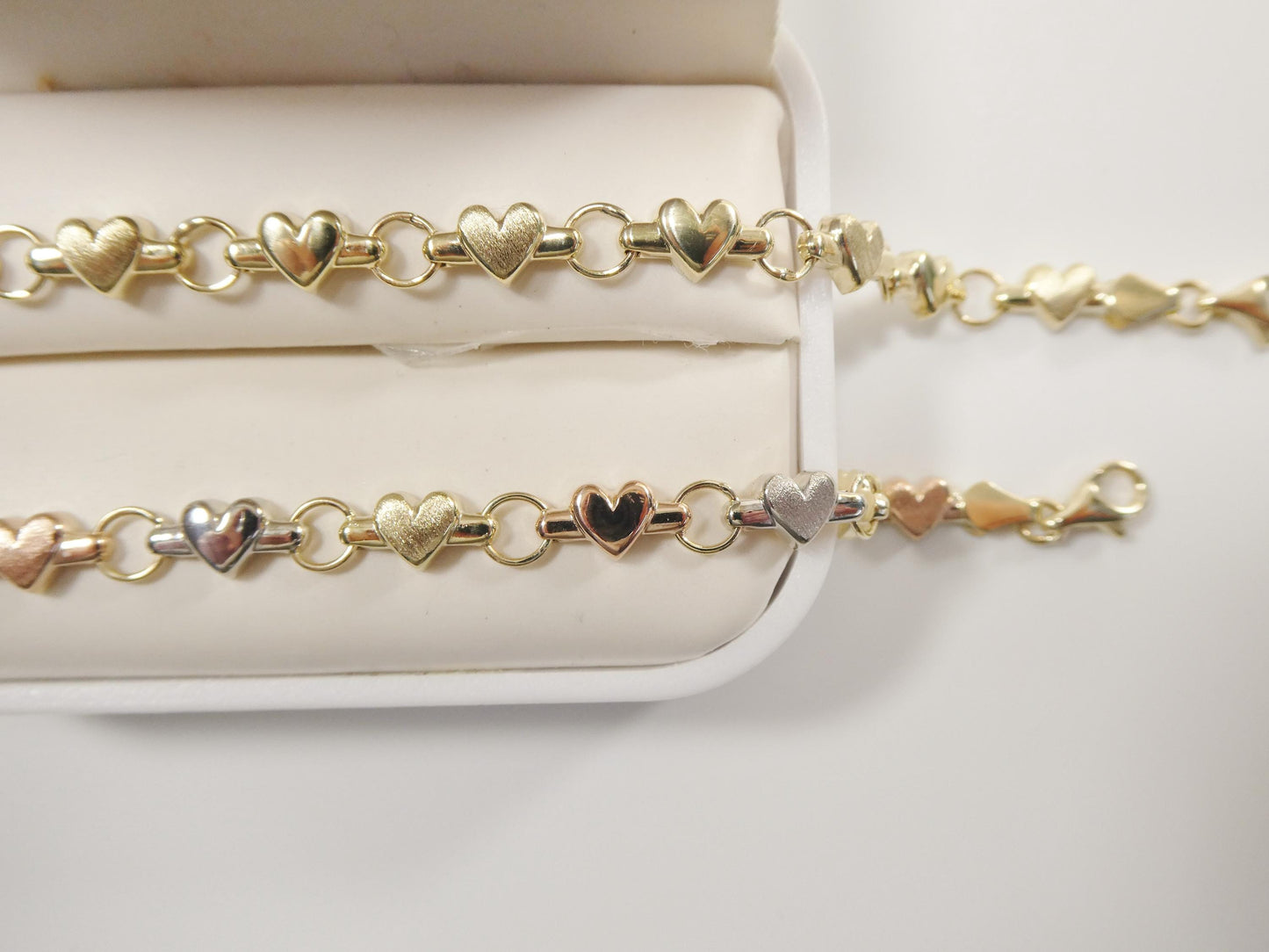 real 10k solid yellow gold 6 inch children/women xo heart bracelet