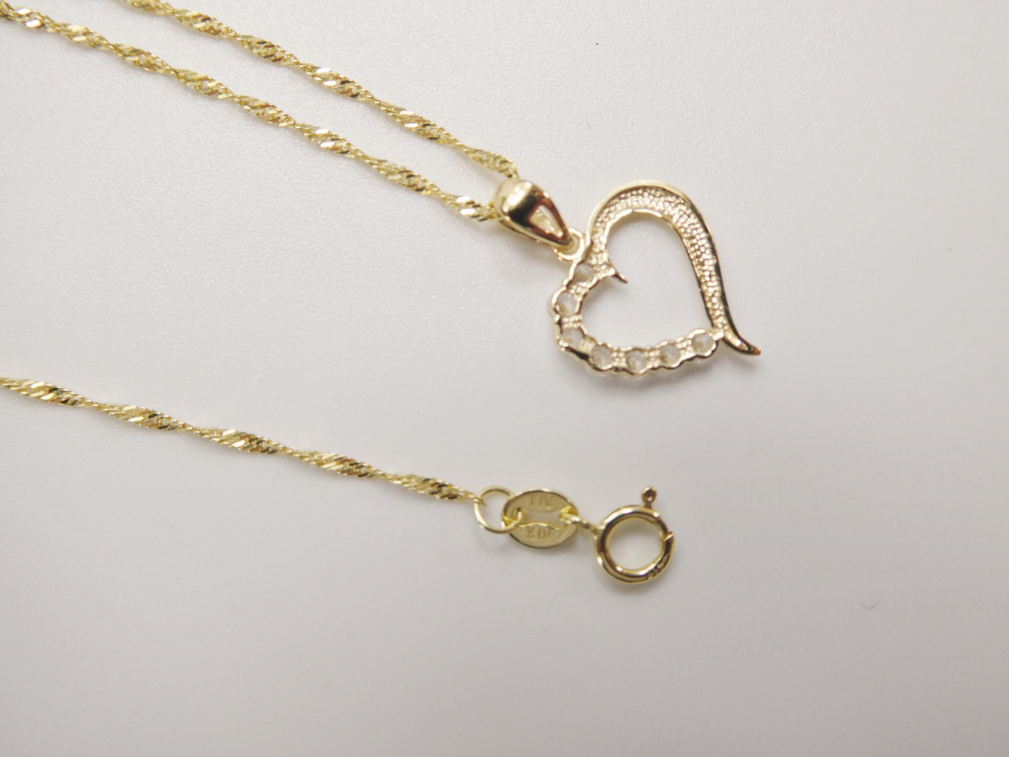 10k real solid yellow gold 16 inch chain and heart pendent set