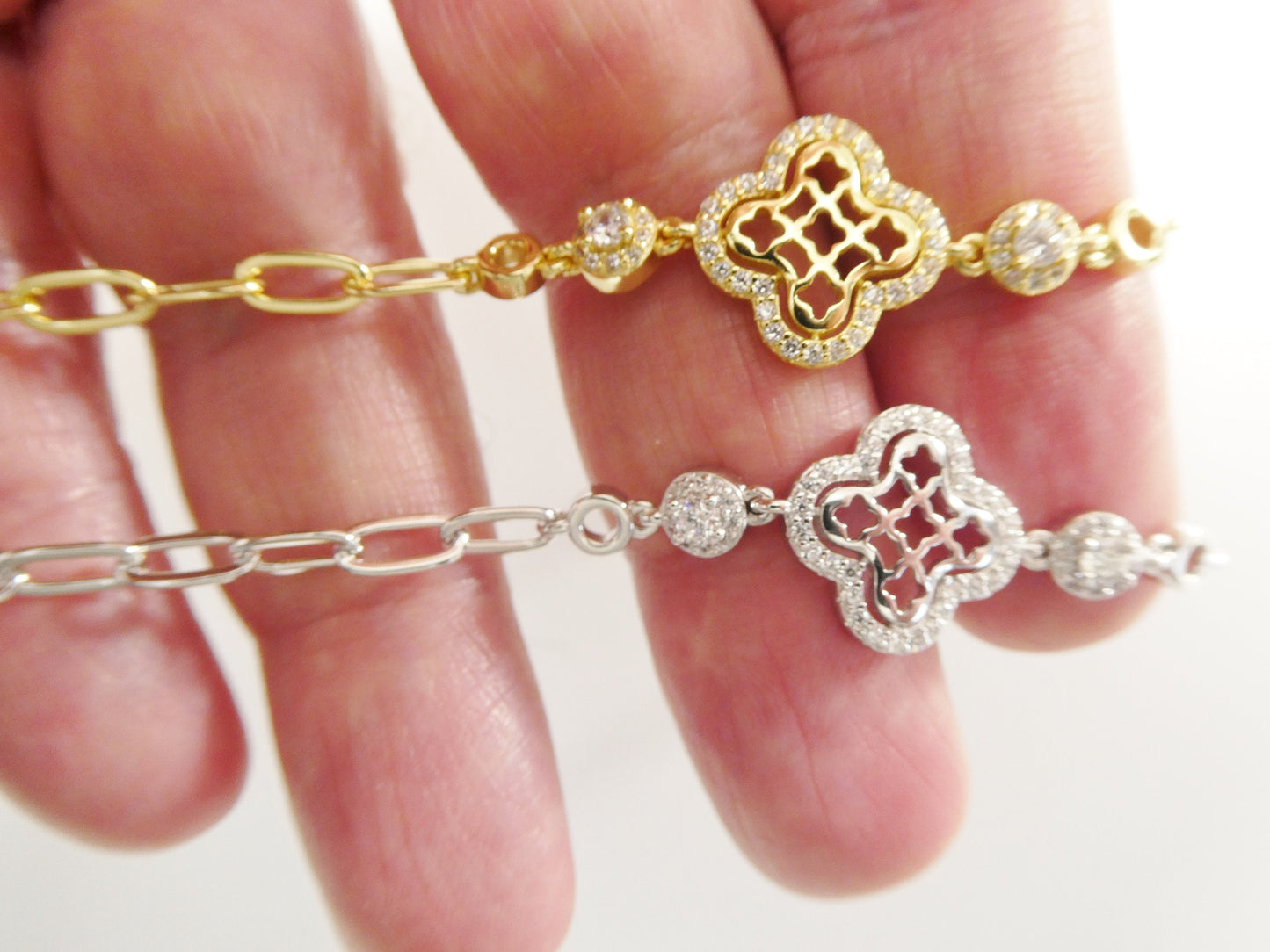 real 925 sterling silver paperclip bracelet 14k yellow gold finish