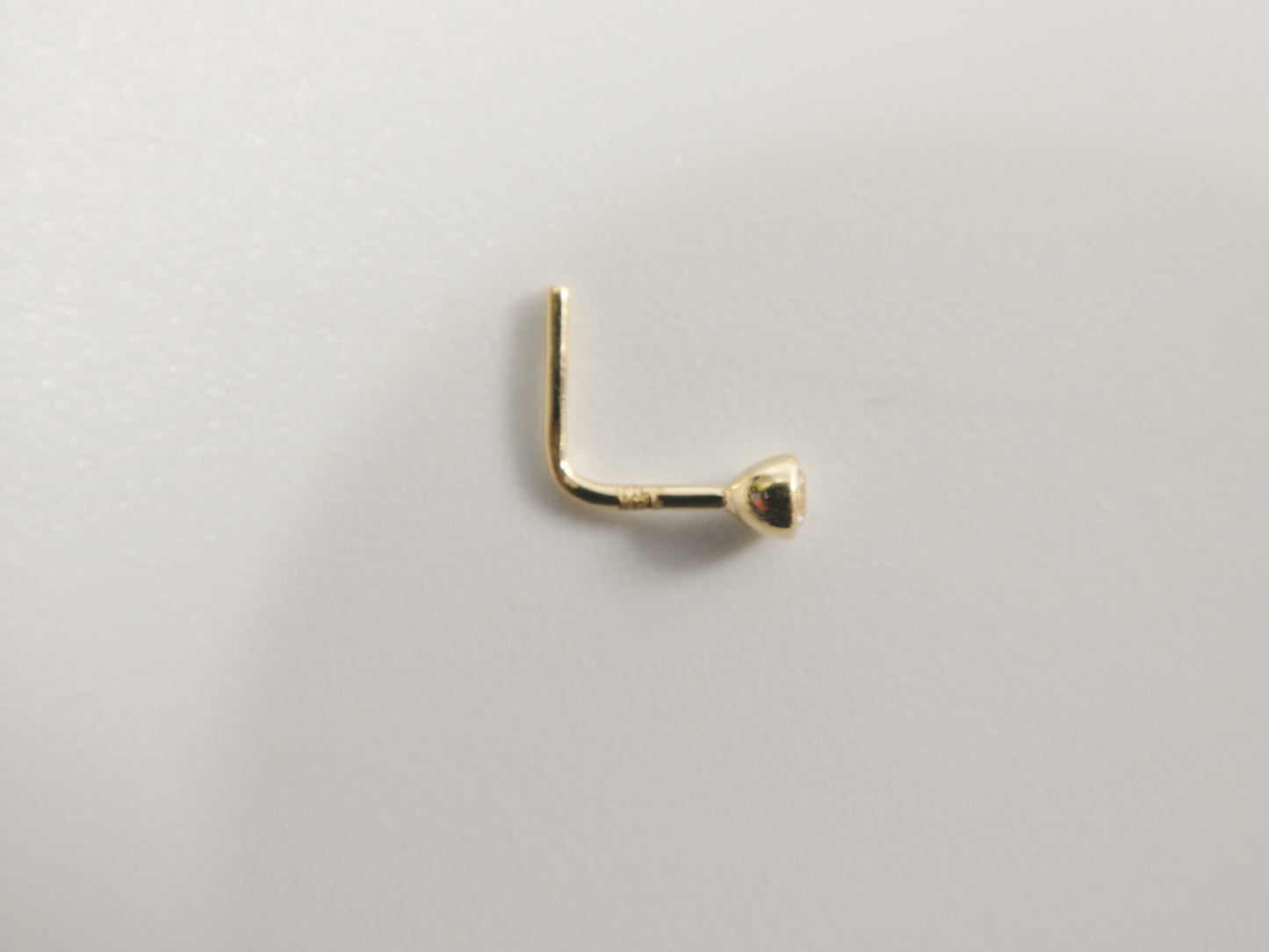 14k real solid yellow gold L SHAPE stud nose ring
