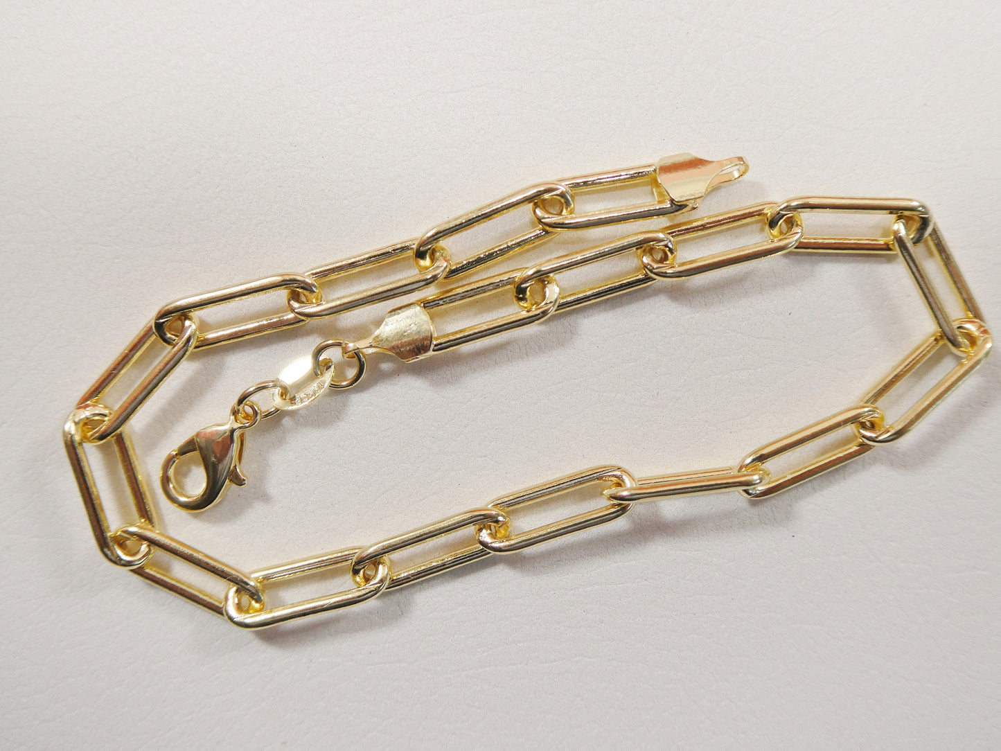 7.5 / 10 inch 14k gold filled paper clip chain ladies bracelet