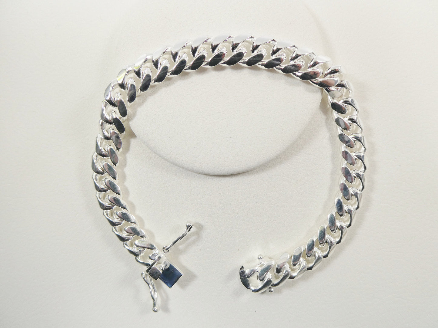 10mm real Miami link solid 925 sterling silver men bracelet safety box lock