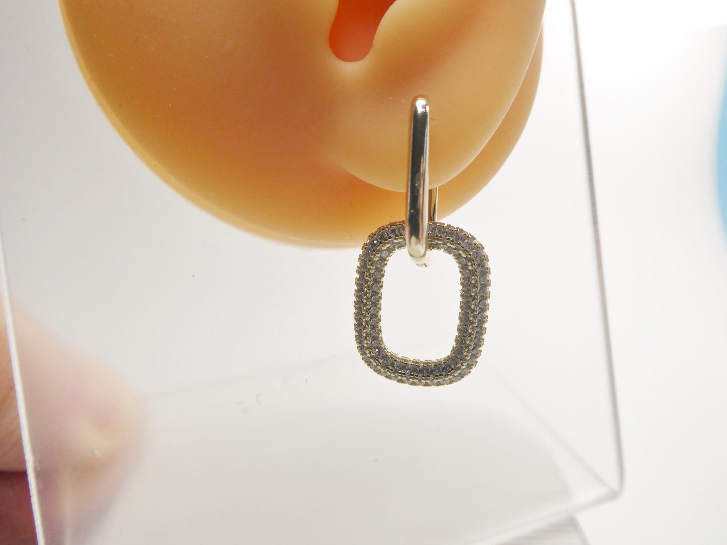 real 925 sterling silver u-shape paperclip earrings