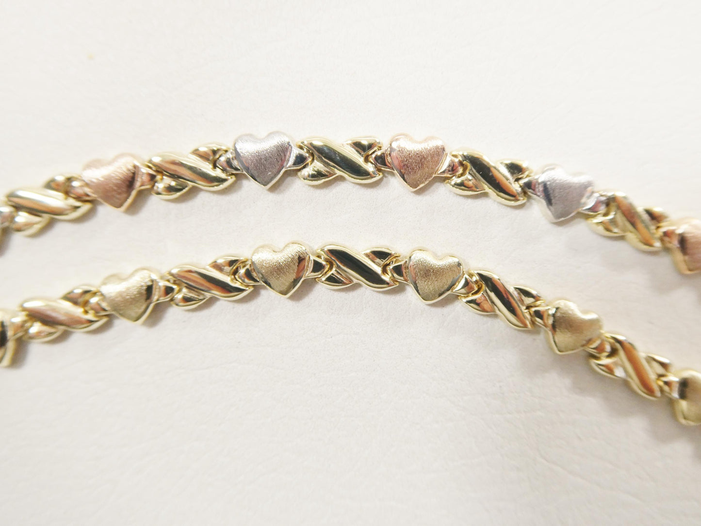 real 10k solid yellow gold 6 inch children/women xo heart bracelet