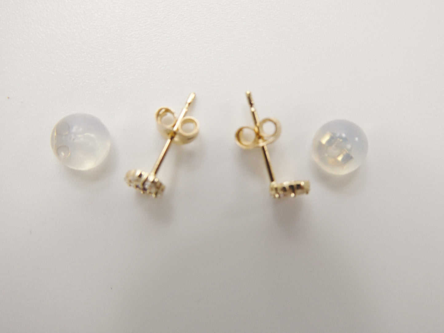 real 10k solid yellow gold tiny small flower push post stud earrings
