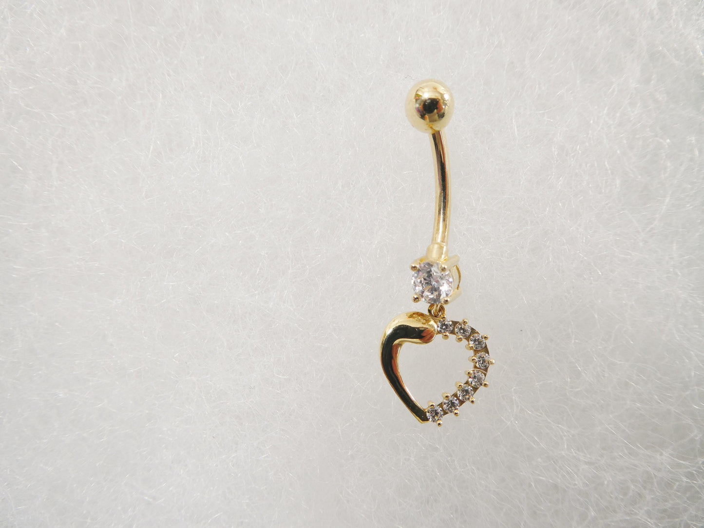 14k real solid yellow gold heart dangling belly button ring piercing