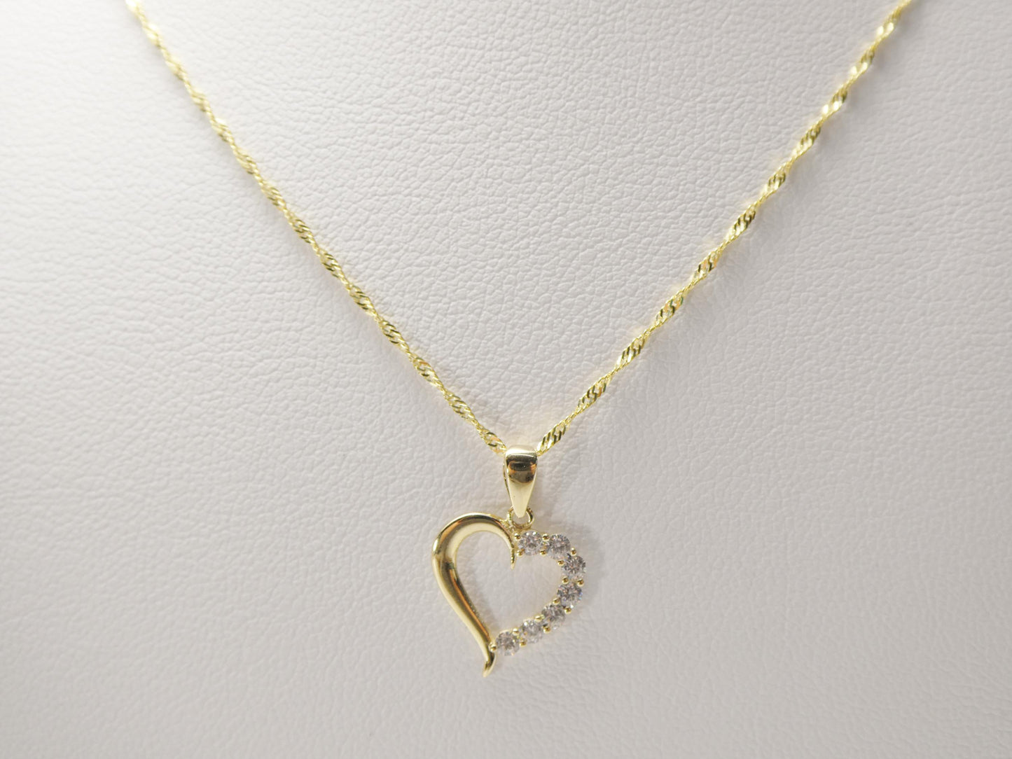 10k real solid yellow gold 16 inch chain and heart pendent set