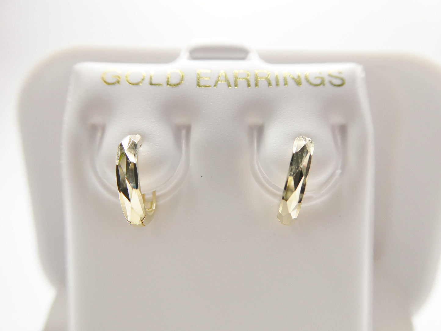 real 10k solid yellow gold diamond cut 10mm hoop huggie earring