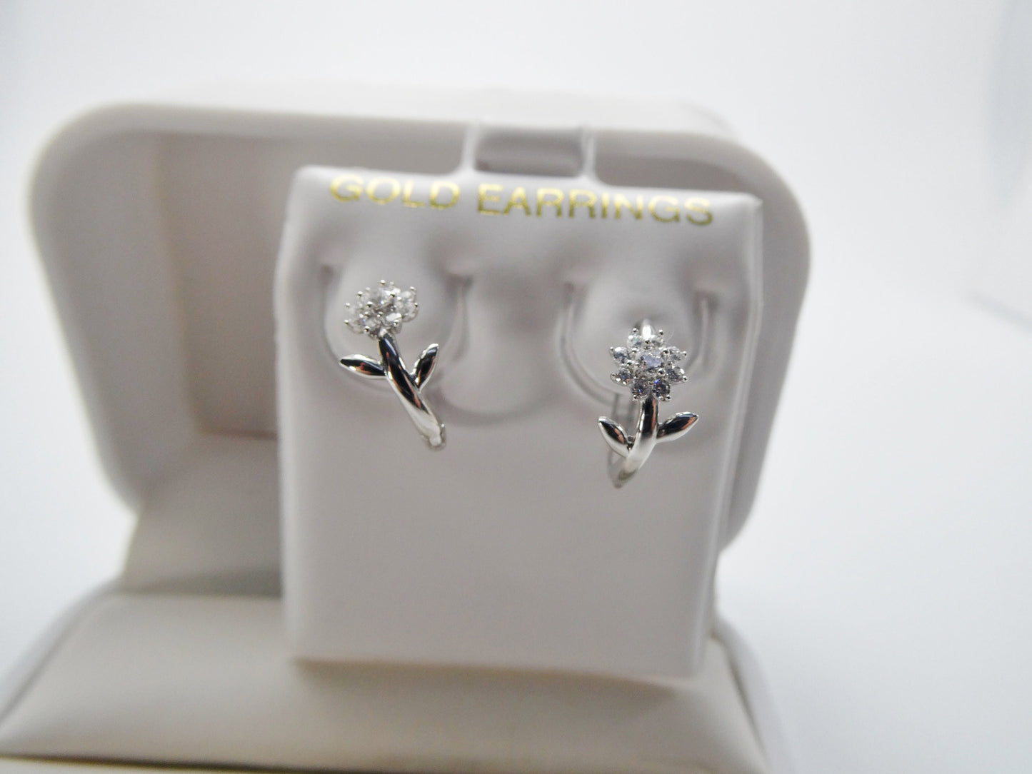real 10k solid yellow gold flower hoop huggie earring