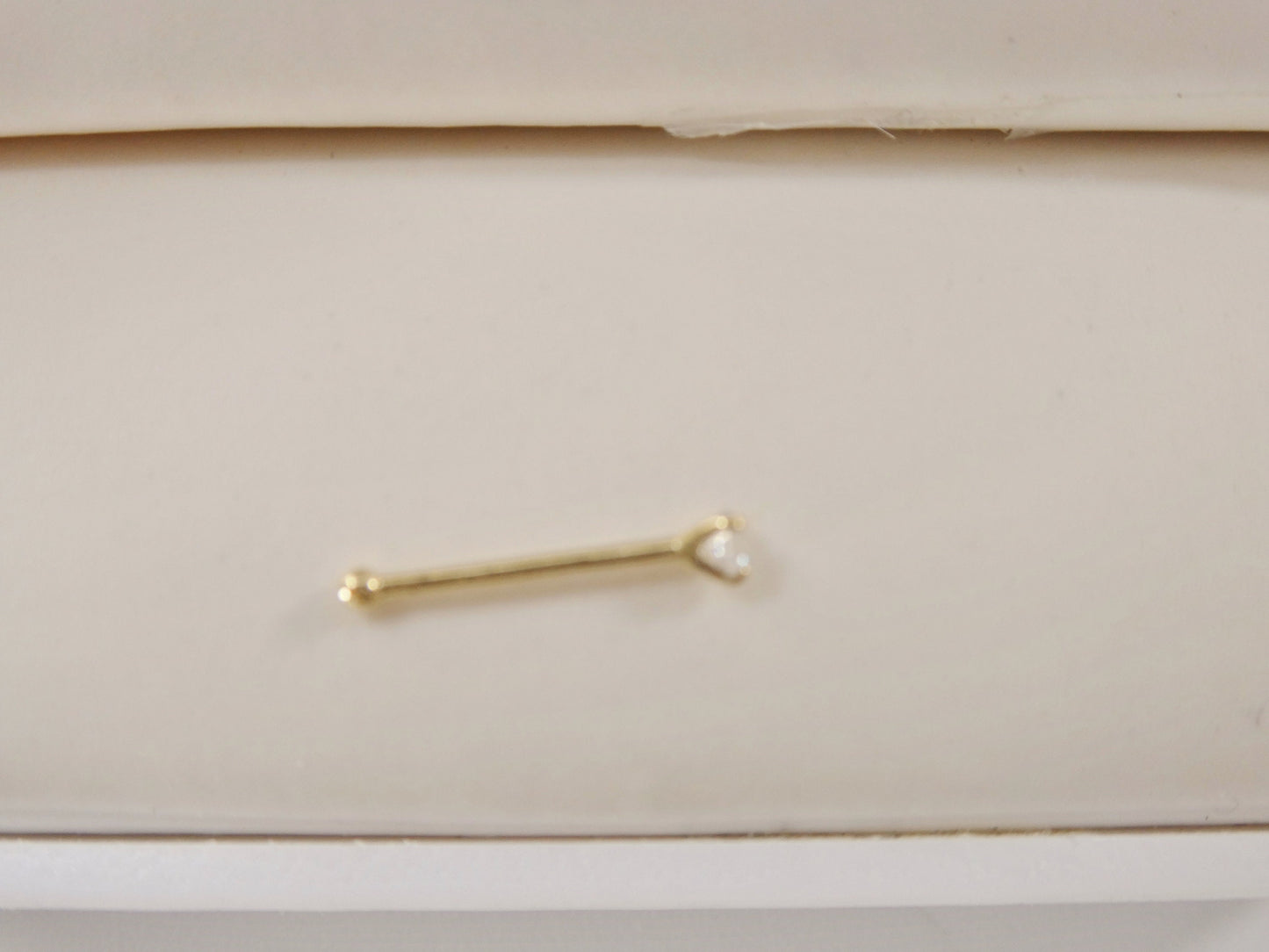 14k real solid yellow gold long post nose ring