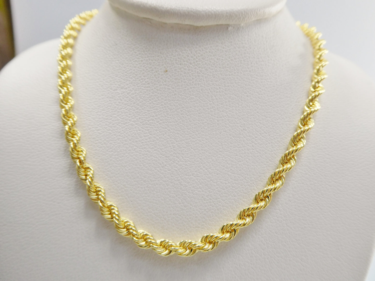 real 925 sterling silver rope chain 14k yellow gold finish
