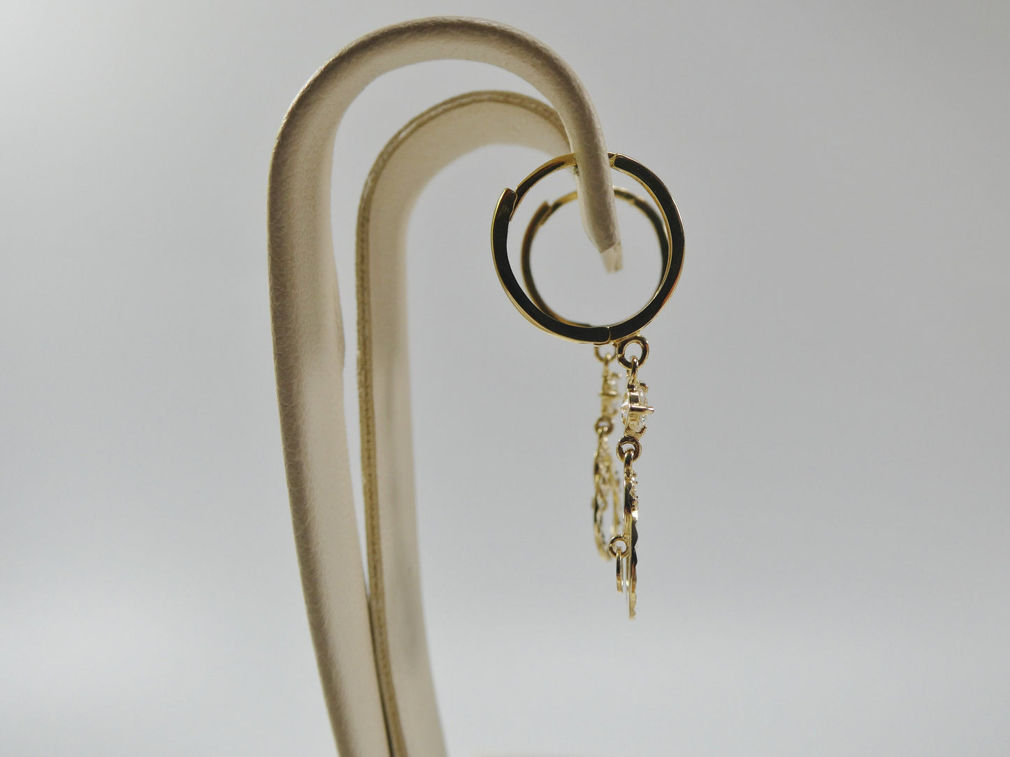 10k real solid yellow gold circle drop huggie earrings