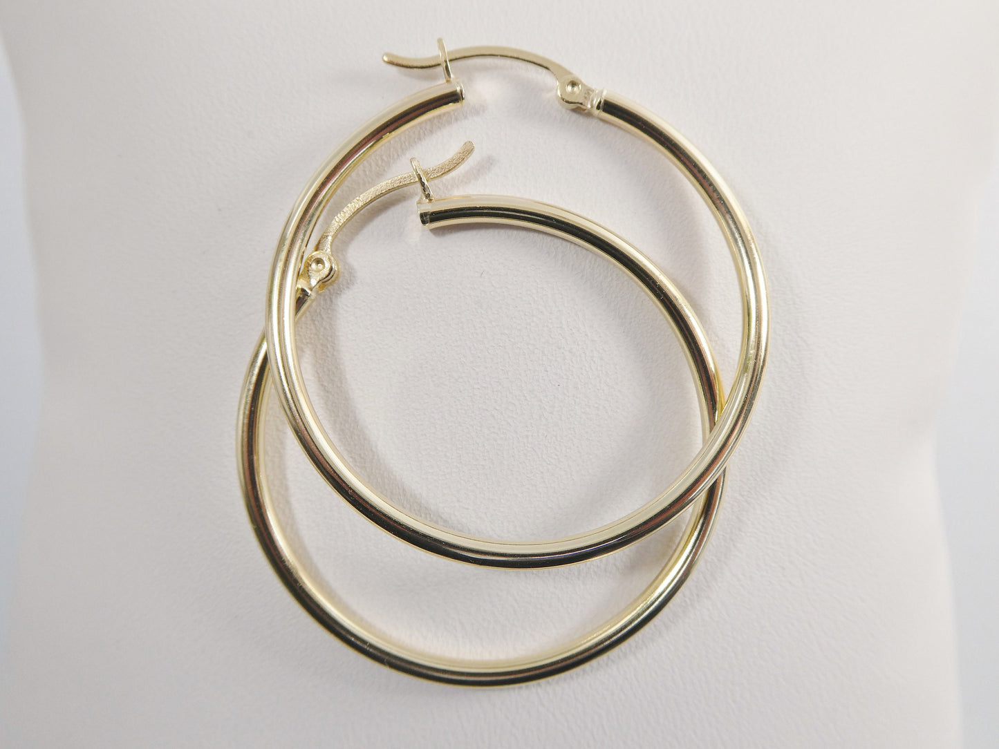 real 10k solid yellow gold plain high polish 35mm hoop earrings