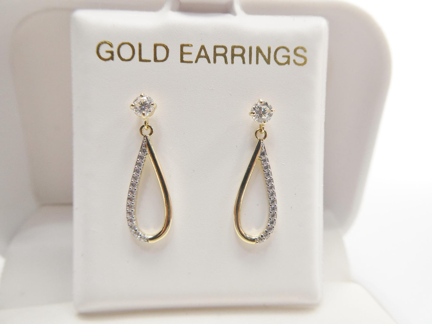 real 10k solid yellow gold oval drop push post earrings