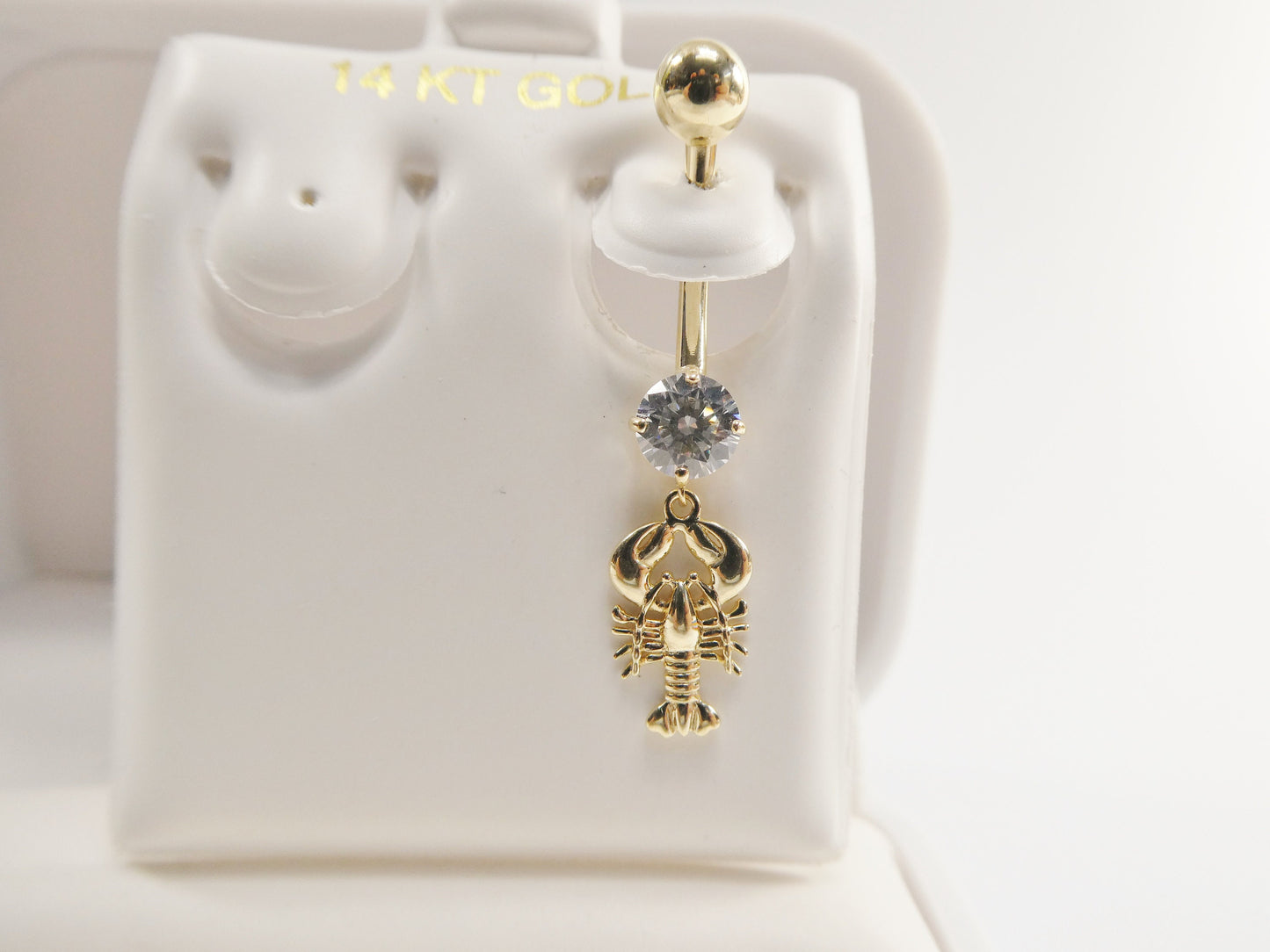 14k real solid yellow gold scorpion dangling belly button ring piercing