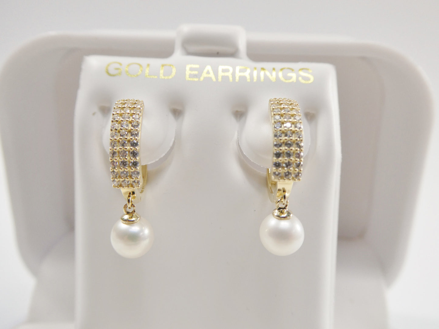 real 10k solid yellow gold cultured freshwater pearl dropping hoop huggie earrings