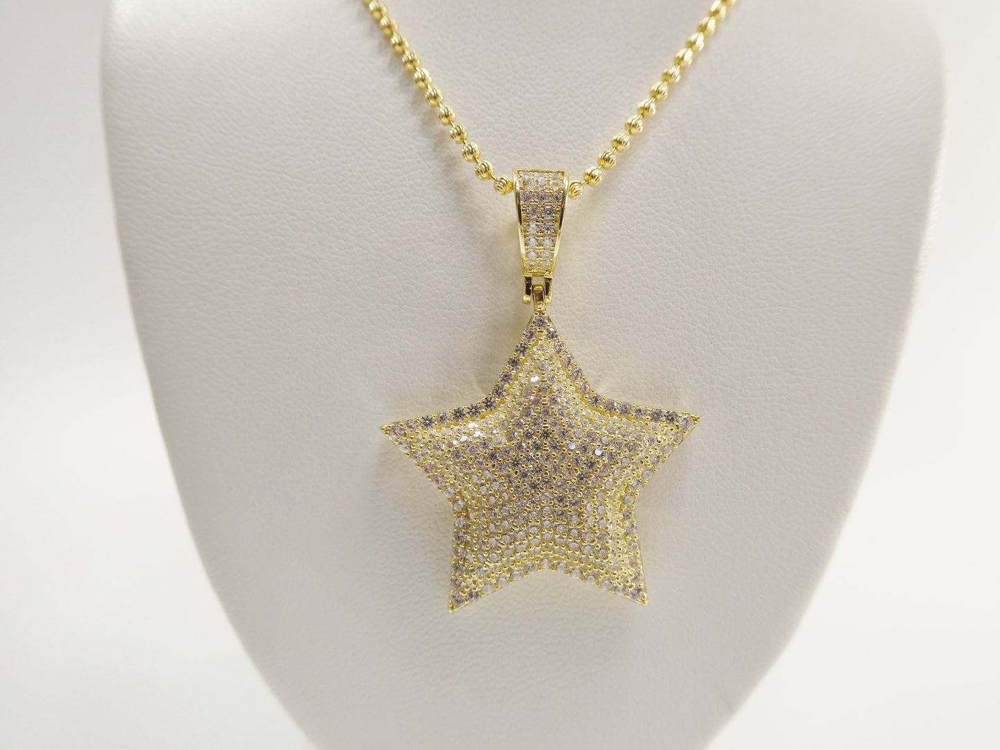 real 925 sterling silver 2mm moon cut chain and star charm pendent