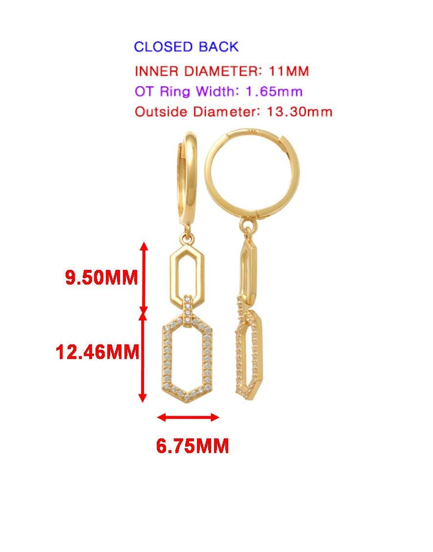 real 10k solid yellow gold long paperclip dropping earring