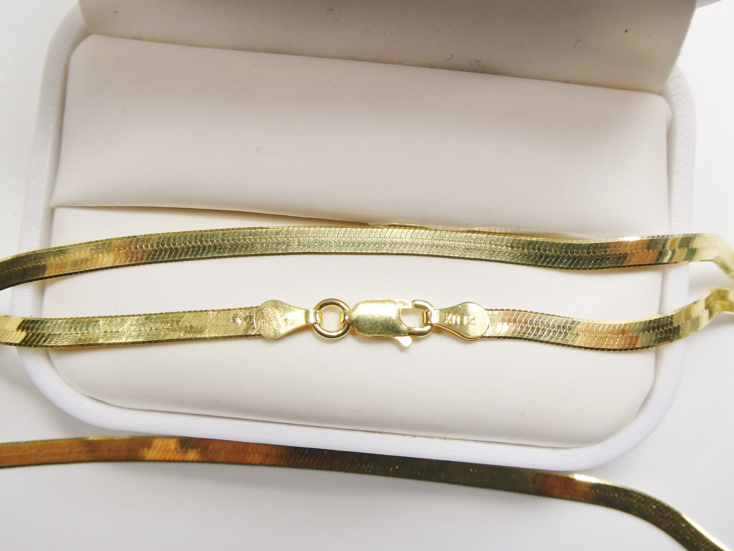 real 3.5mm 925 sterling silver herringbone necklace / choker 14k yellow gold finish