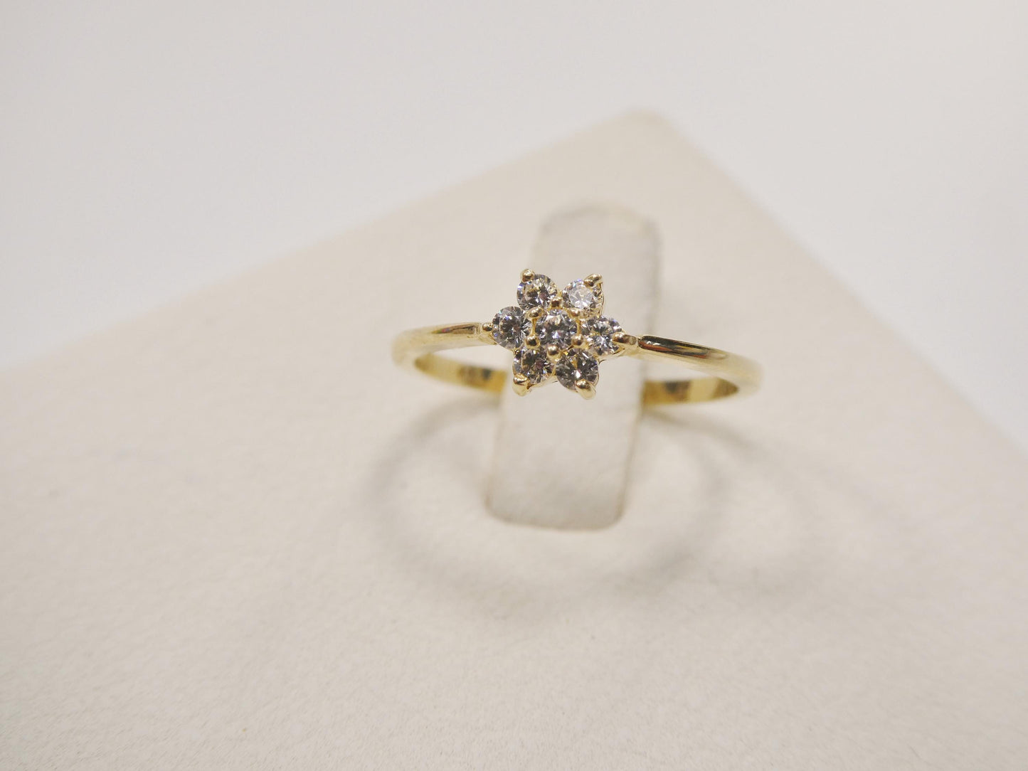 real 10k solid yellow gold women's classic micro pave setting ring