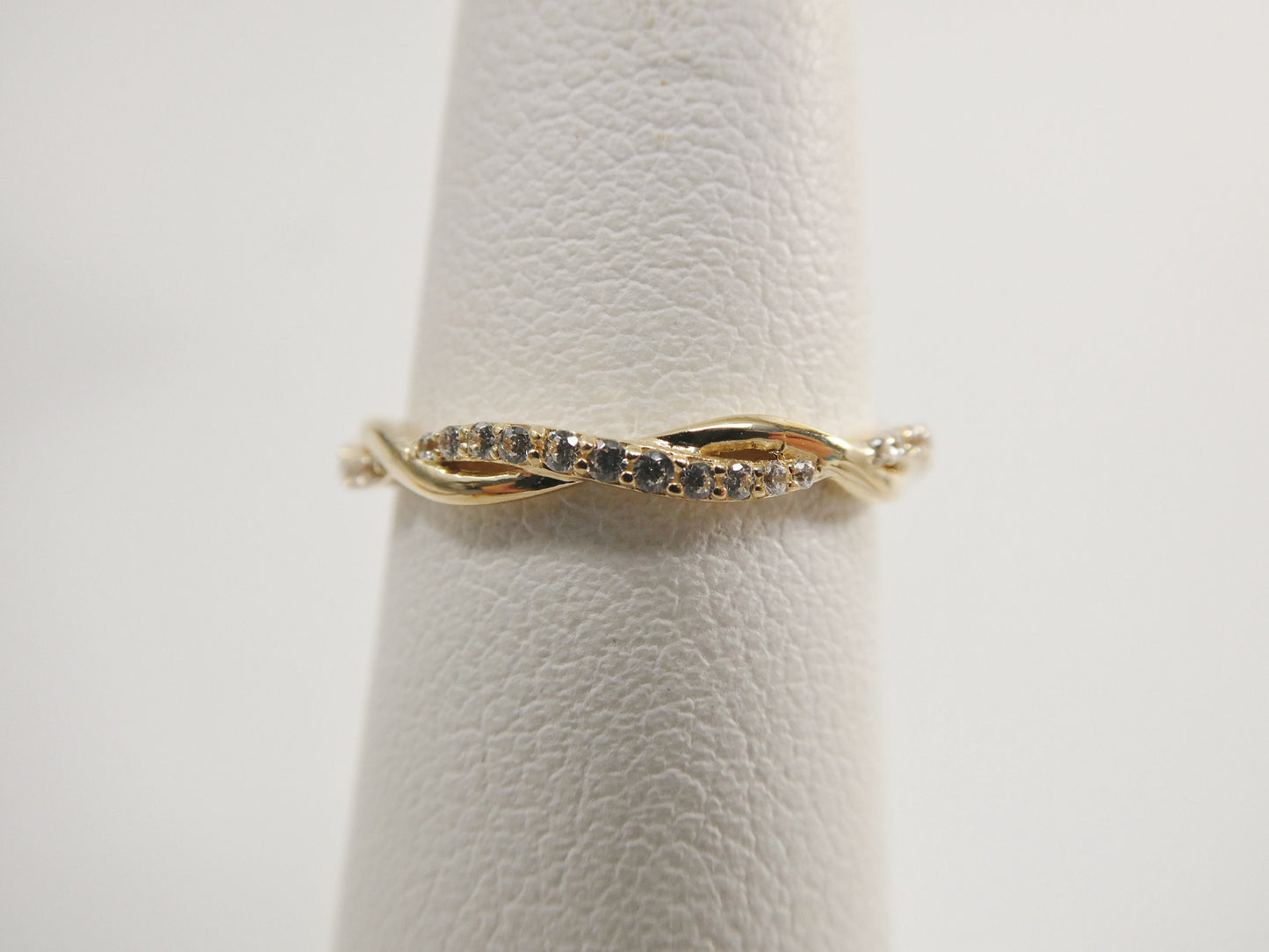 real 14k solid yellow gold women's classic micro pave setting pinky ring