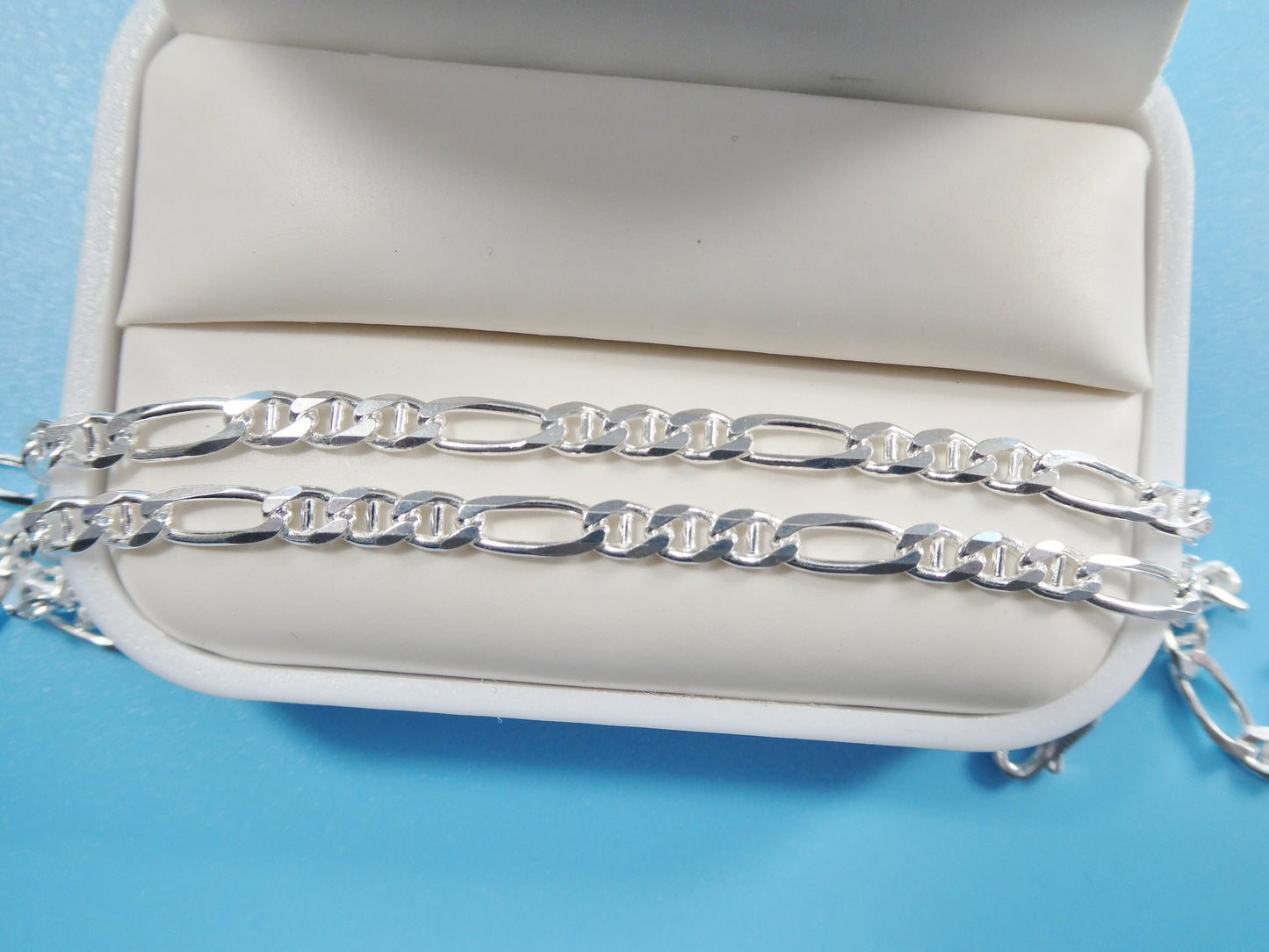 new style real 925 sterling silver 3.6MM Italian figaro / mariner solid chain lobster lock clasp
