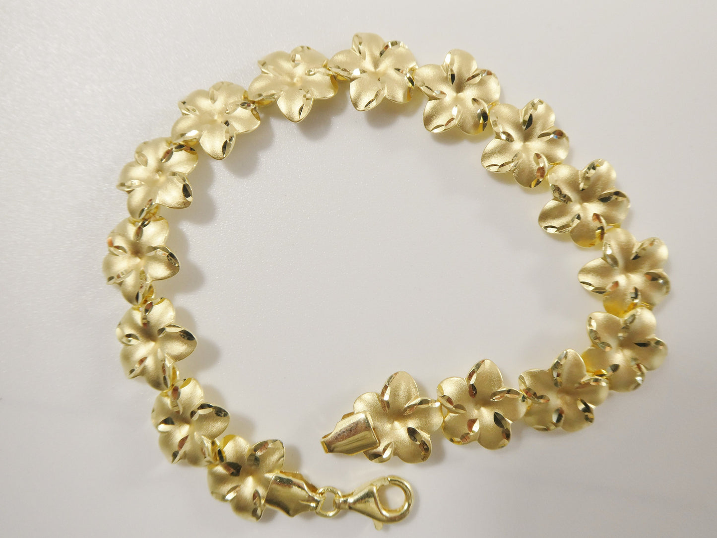 7 inch real 925 sterling silver flower 14k gold tone matt finish