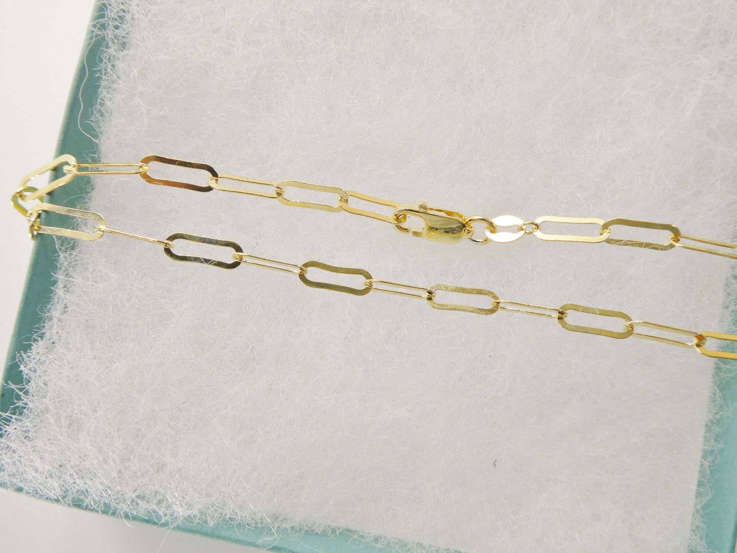 Real 925 sterling silver paperclip 10 inch anklet 14k yellow gold finish