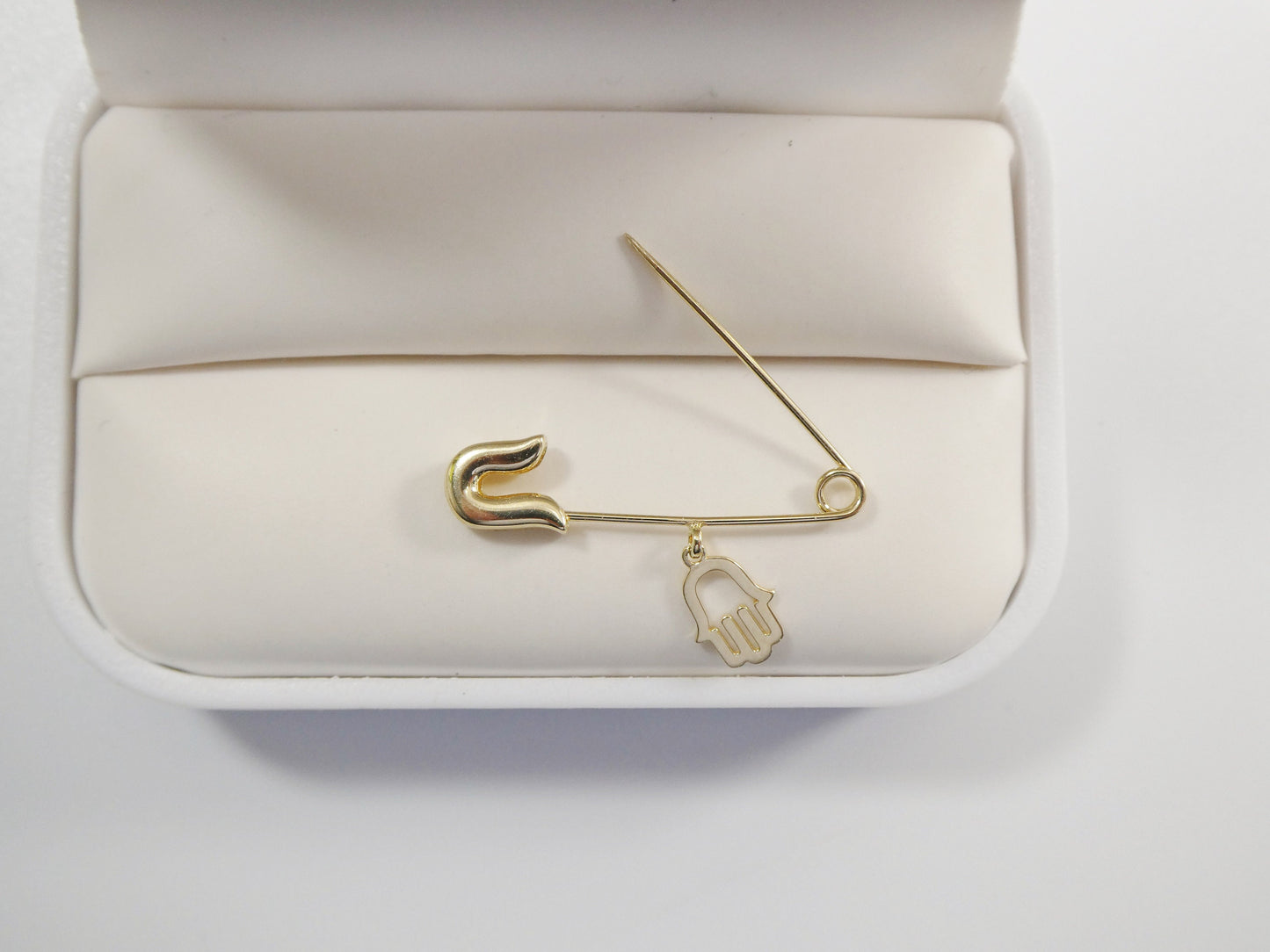 14k real solid yellow gold new born hamsa pin brooches