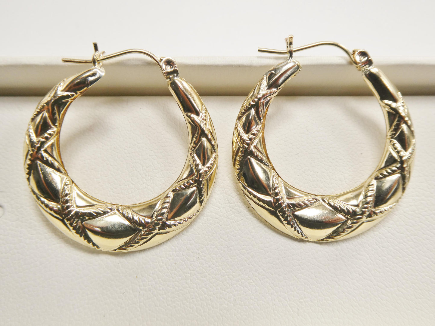 10k real solid yellow gold classic large design earrings