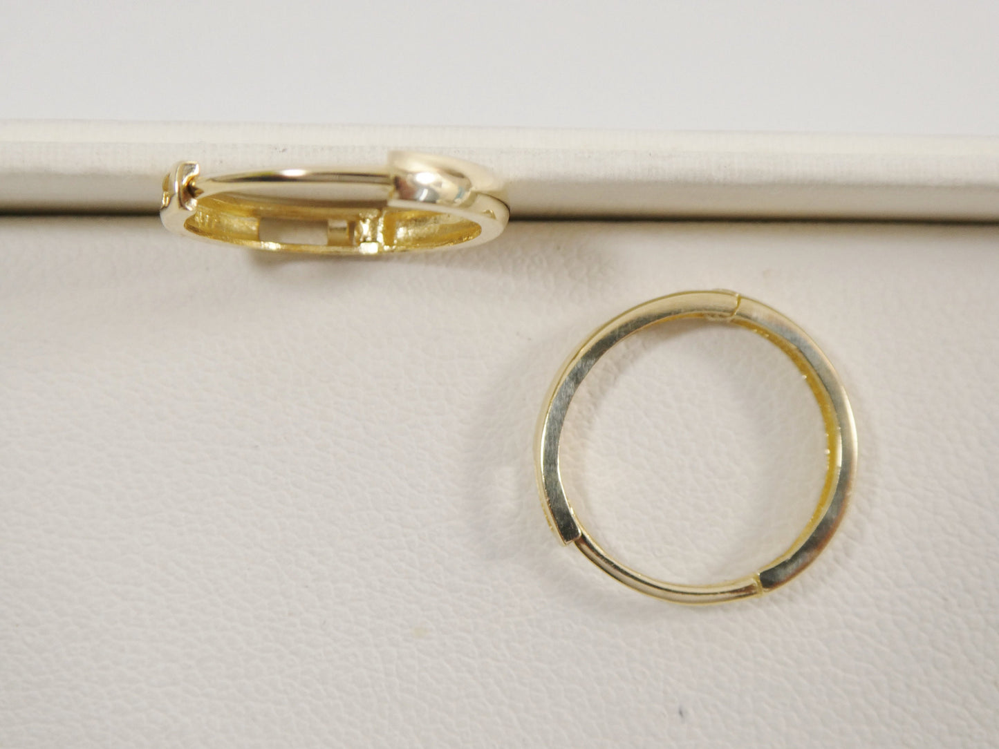 real 10k solid yellow gold plain high polish 15mm hoop huggie earrings