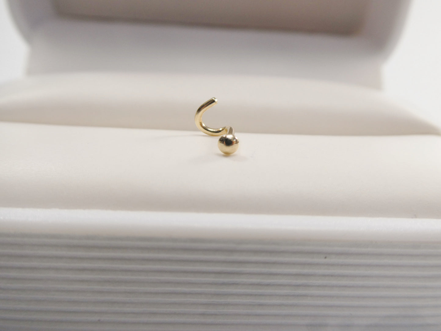 14k real solid yellow gold twist plain flat ball nose ring