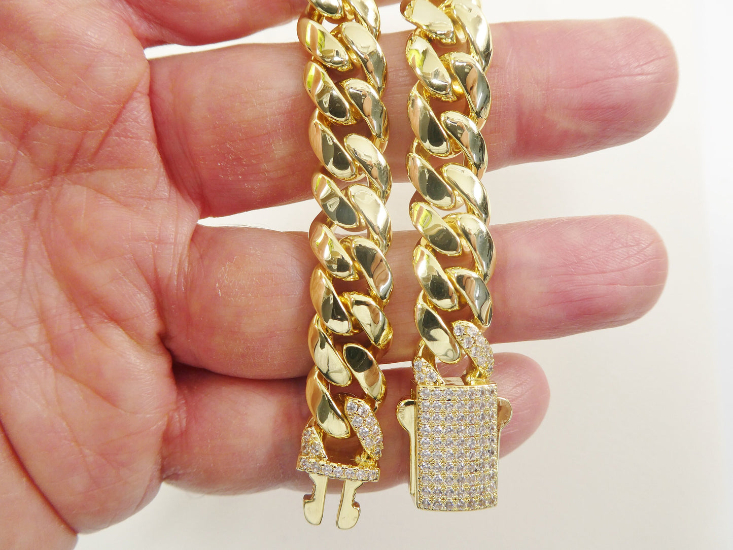 18k gold filled Monaco 10mm bracelet 7" 8" length