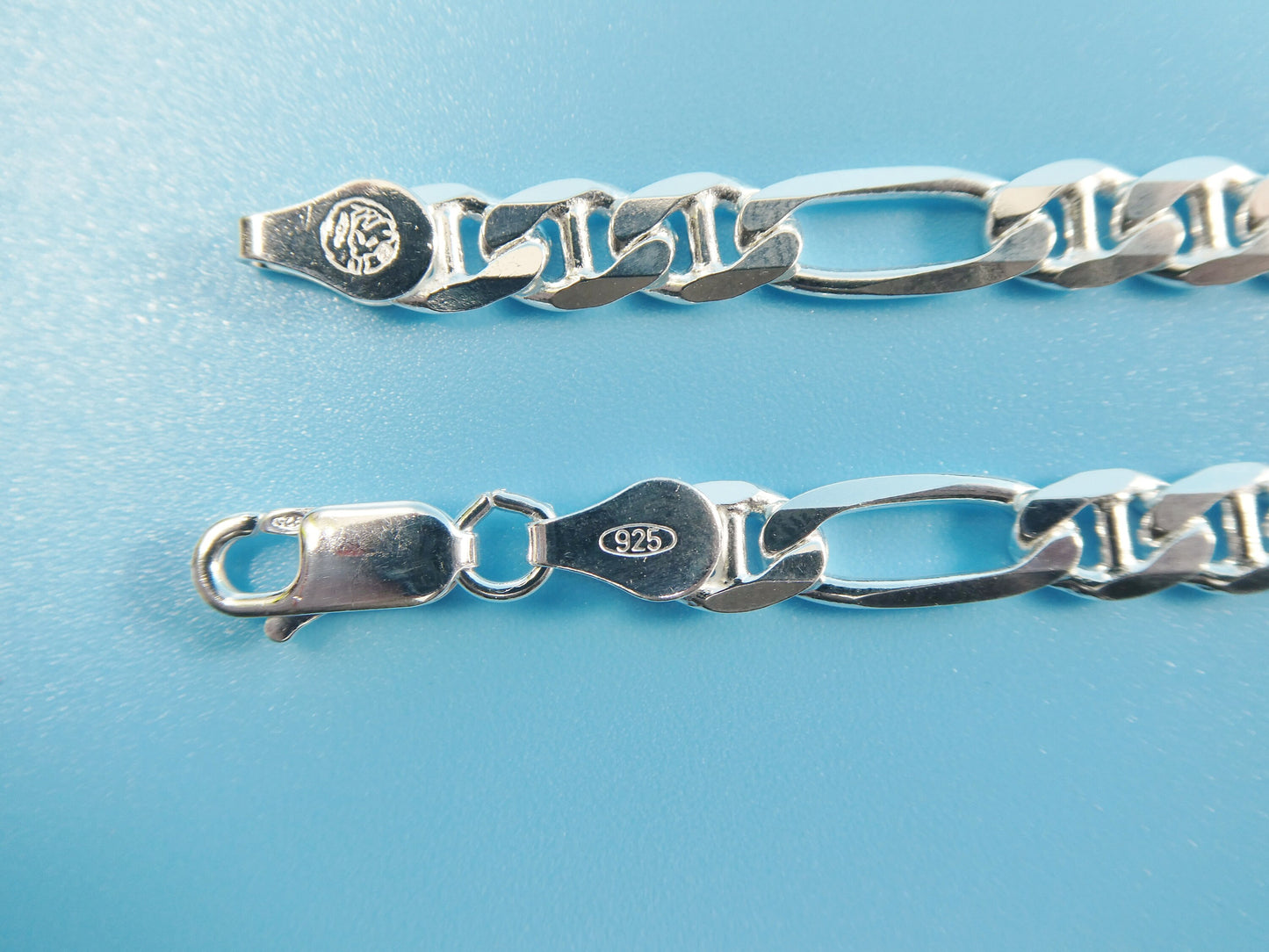 new style real 925 sterling silver 5.5MM Italian figaro / mariner solid chain lobster lock clasp