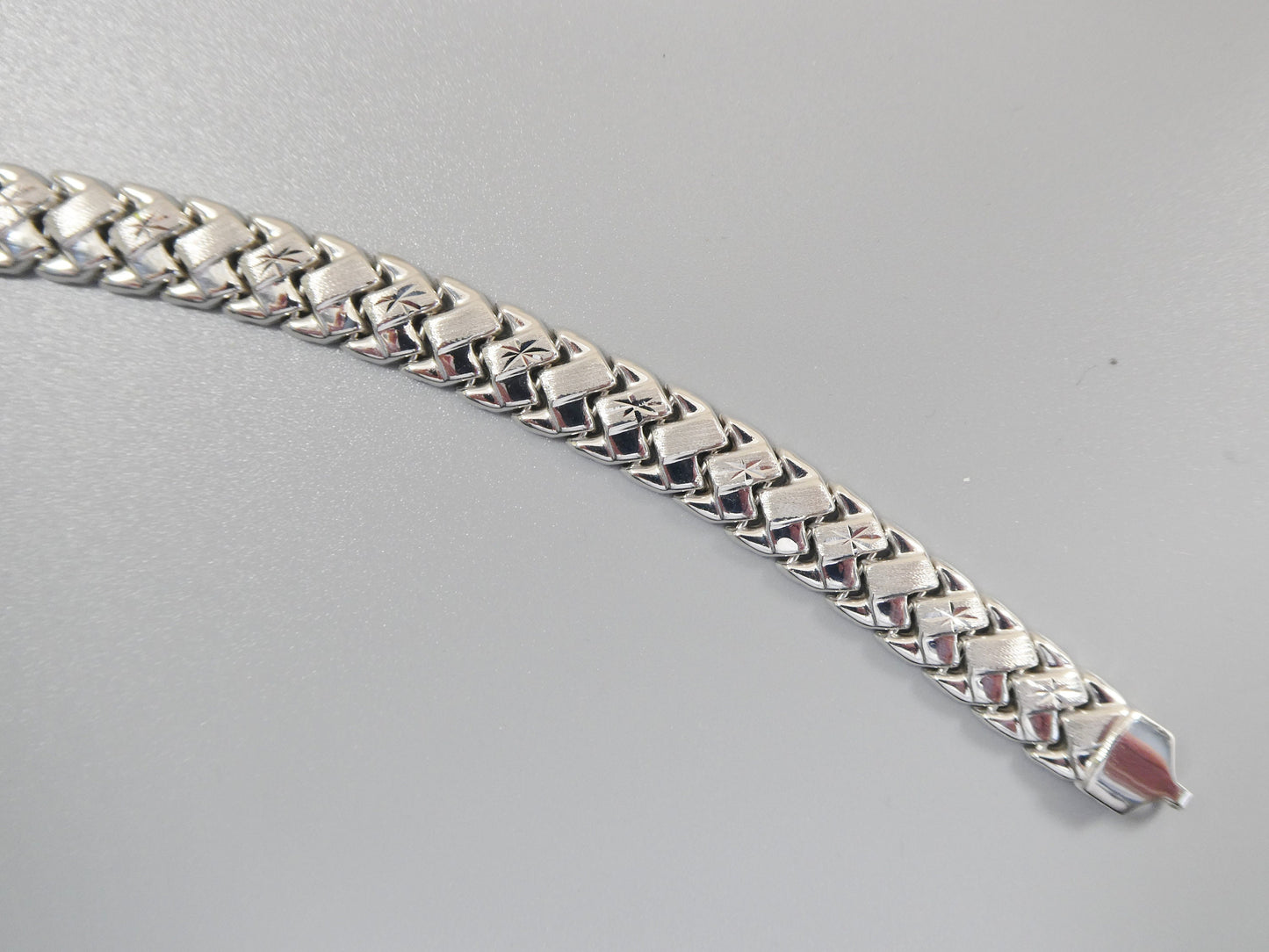 10 inch real 925 sterling silver basket anklet bracelet 14K yellow & white gold finish