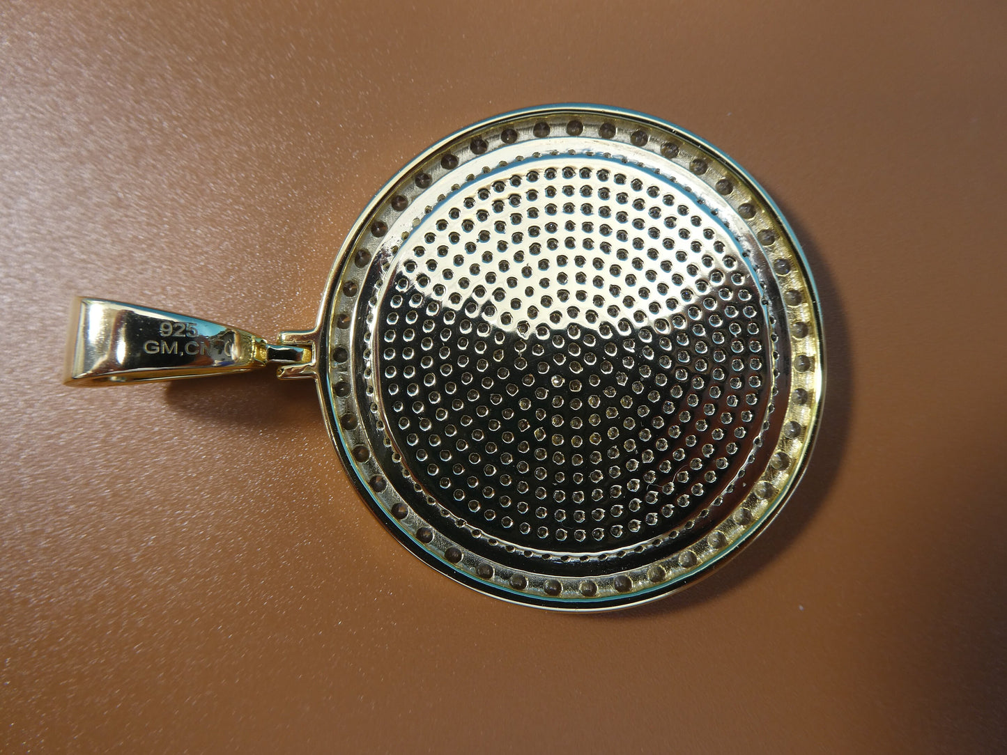 real solid 925 sterling silver large full ice circle pendent