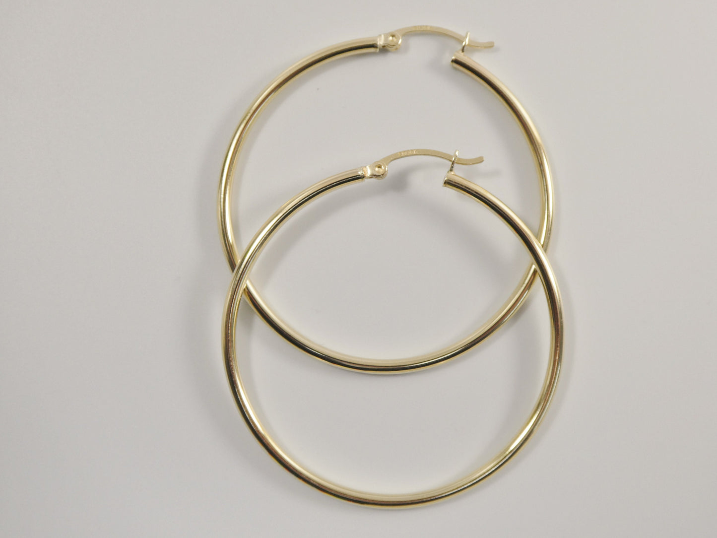 real 10k solid yellow gold plain high polish 45mm hoop earring