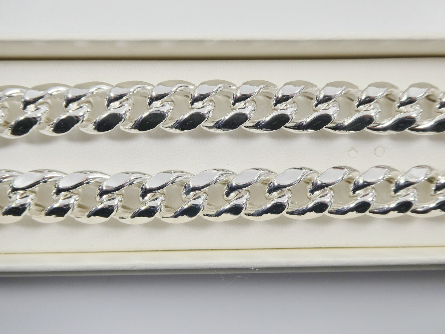 real 10mm 26 INCH 925 sterling silver men SEMI SOLID Miami link chain box lock clasp