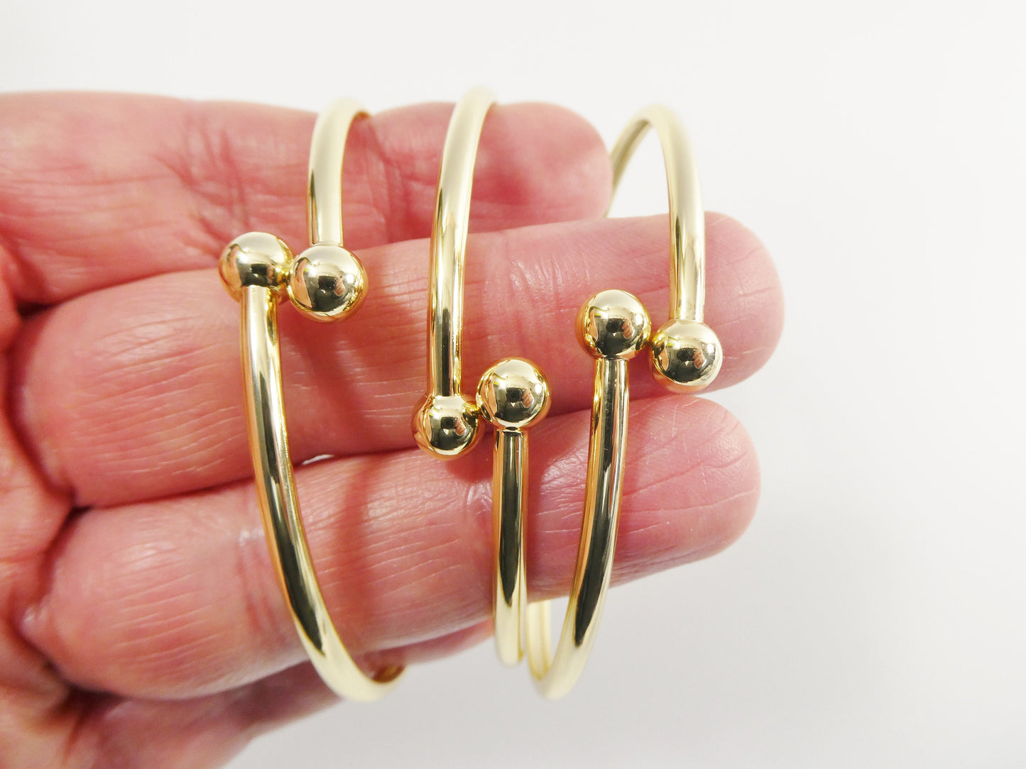 real 925 sterling silver bangle bracelet 14k yellow gold color finish