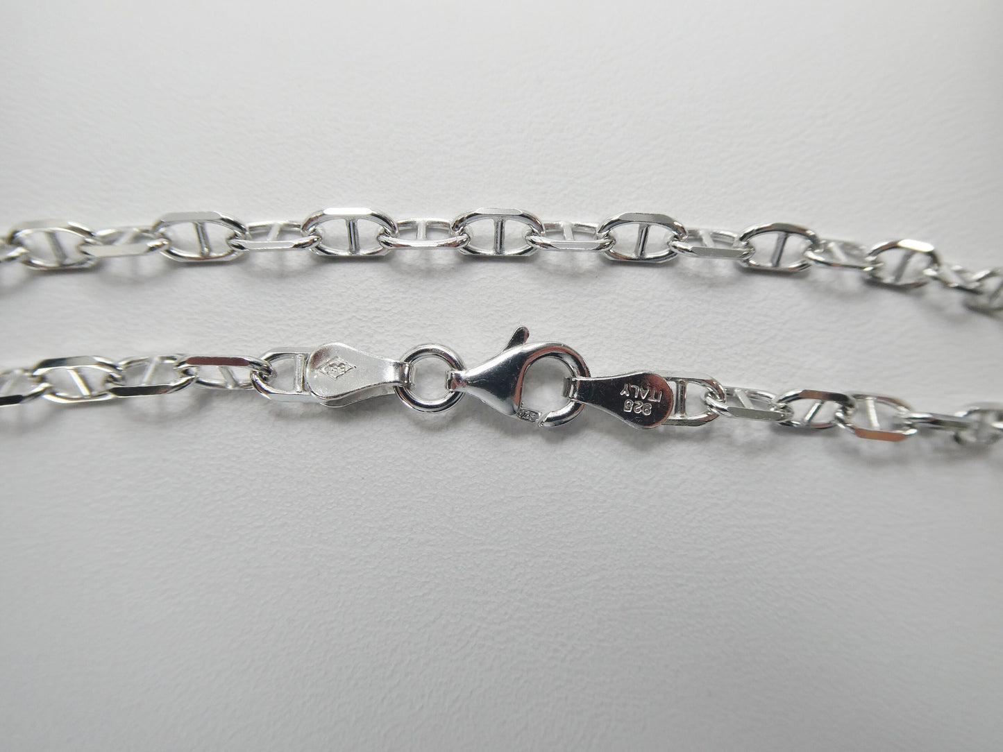 Real 925 sterling silver 10 inch mariner anklet 14k white gold finish