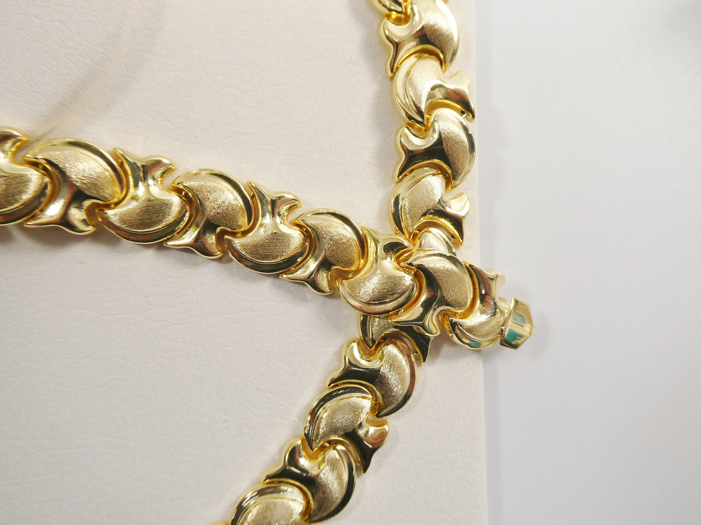 real 925 sterling silver large stampato set necklace and bracelet 14k gold color finish