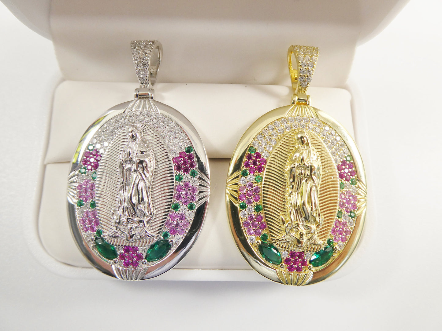 real 925 sterling silver large guadalupe virgin mary medallion pendent