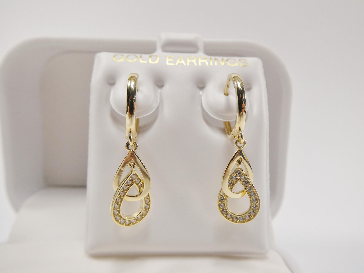 real 10k solid yellow gold teardrop hoop huggie earrings